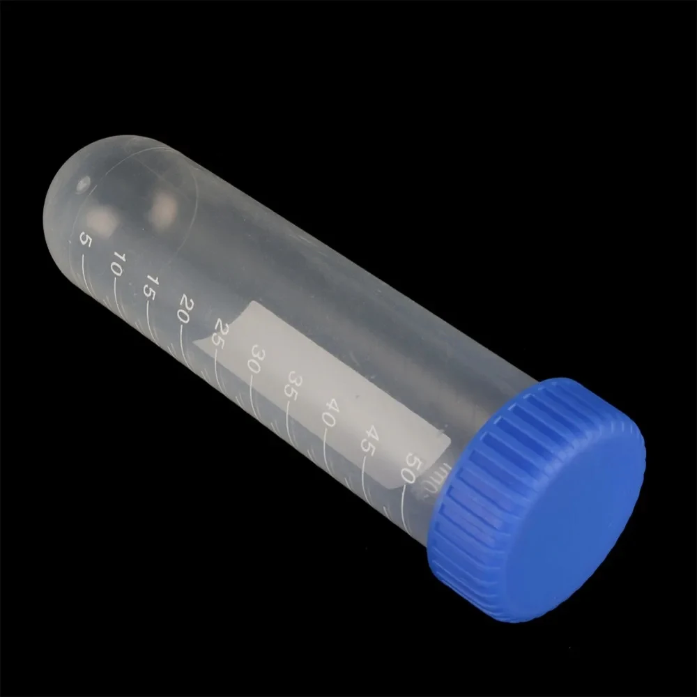 10Pcs 50ml Centrifuge Tube Screw Cap Flat/Round/Pointed Bottom Centrifugal Tube Laboratory Vial Sample Container Lab Supplies