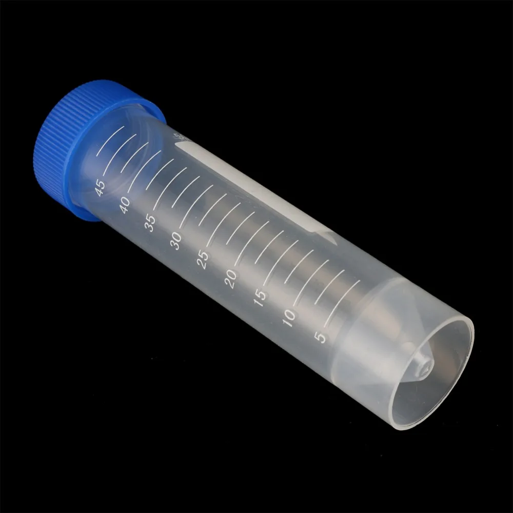 10Pcs 50ml Centrifuge Tube Screw Cap Flat/Round/Pointed Bottom Centrifugal Tube Laboratory Vial Sample Container Lab Supplies