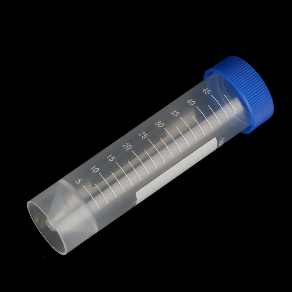 10Pcs 50ml Centrifuge Tube Screw Cap Flat/Round/Pointed Bottom Centrifugal Tube Laboratory Vial Sample Container Lab Supplies