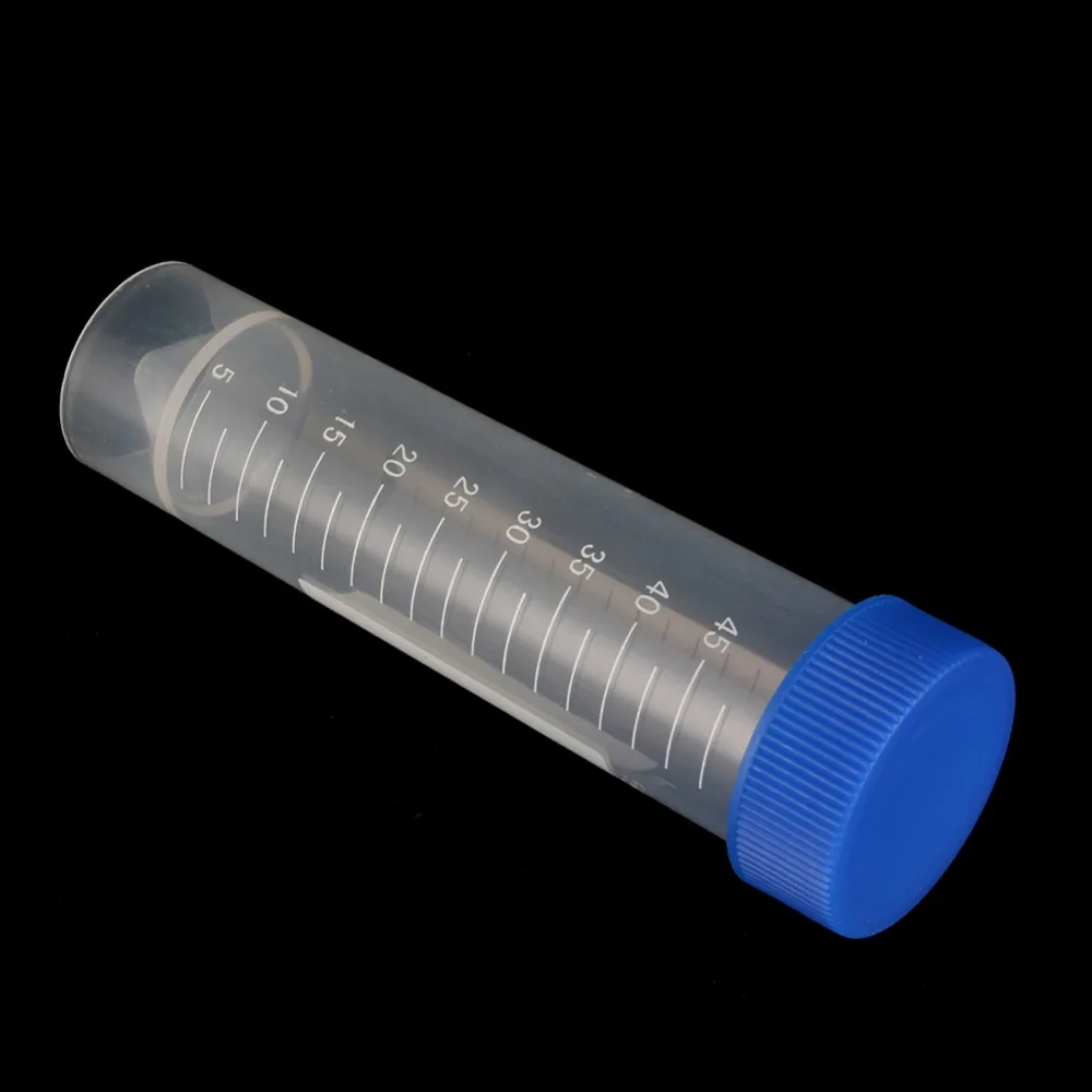 10Pcs 50ml Centrifuge Tube Screw Cap Flat/Round/Pointed Bottom Centrifugal Tube Laboratory Vial Sample Container Lab Supplies