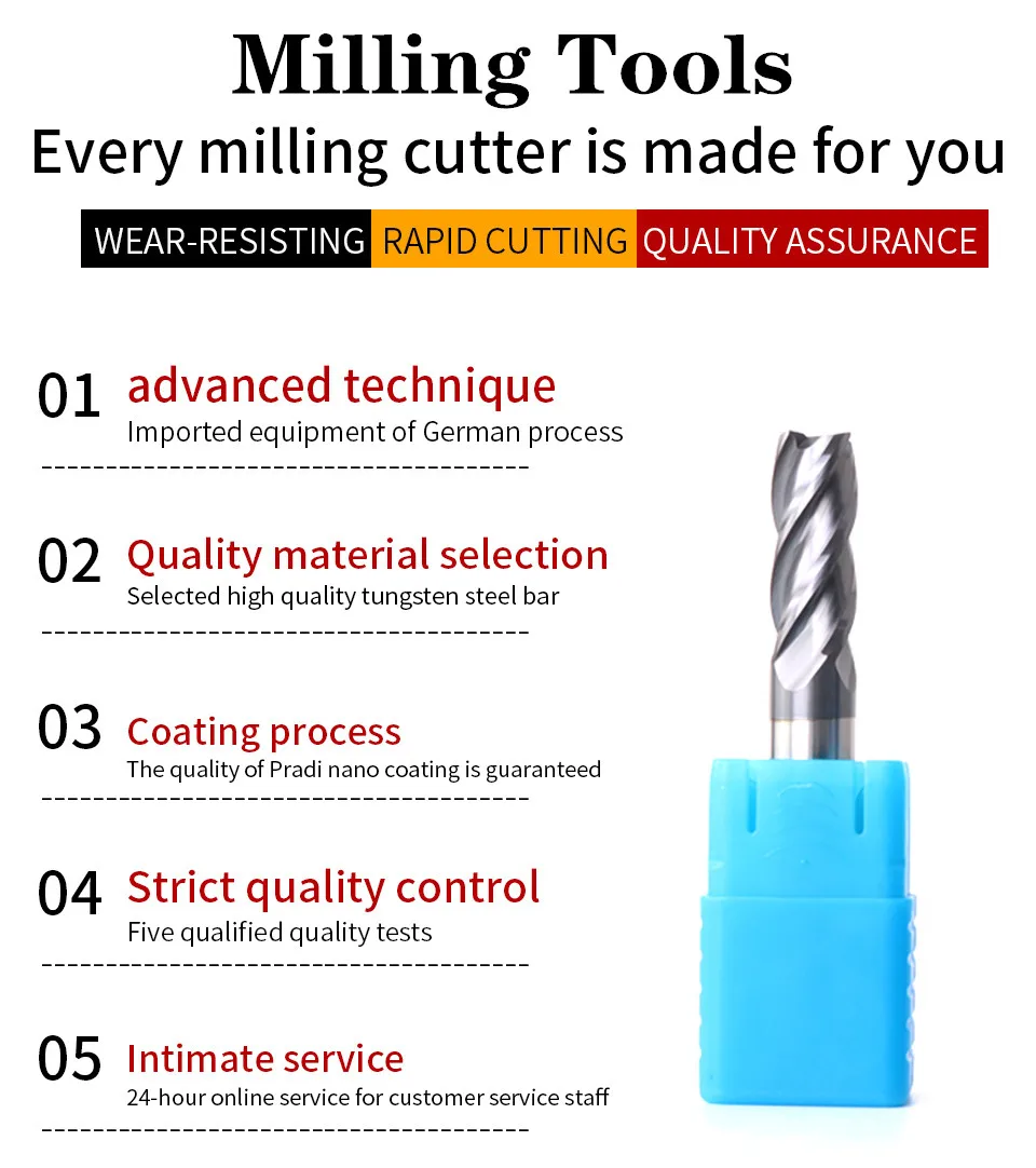 ZGT Endmill Alloy Carbide Tungsten Steel Milling Cutter End Mill HRC50 4 Flute 4mm 6mm 8mm 10mm 12mm 14mm 16mm Metal Cutter Tool