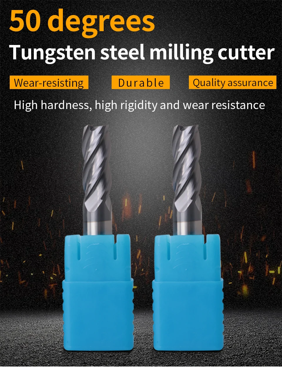 ZGT Endmill Alloy Carbide Tungsten Steel Milling Cutter End Mill HRC50 4 Flute 4mm 6mm 8mm 10mm 12mm 14mm 16mm Metal Cutter Tool