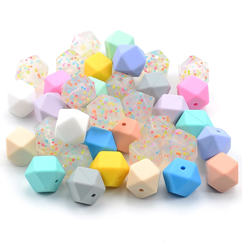 LOFCA 10PCS Silicone Beads Food Grade 14mm Hexagon Used In Jewelry Making Necklace Bracelets Keychain Jewelry Accessories
