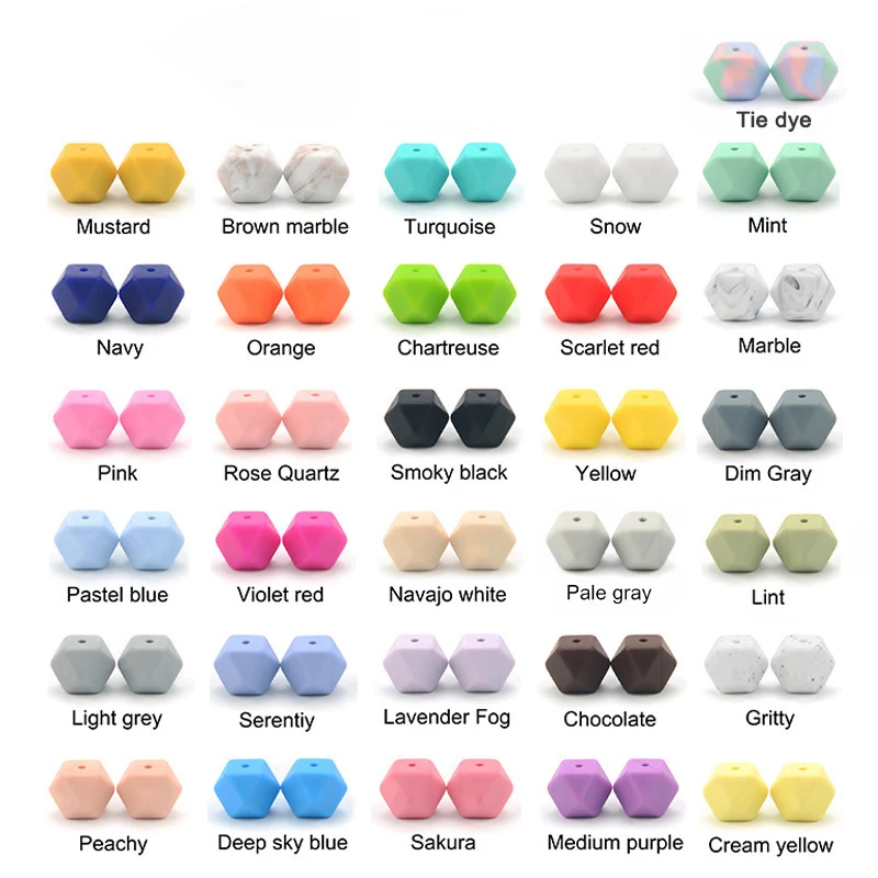LOFCA 10PCS Silicone Beads Food Grade 14mm Hexagon Used In Jewelry Making Necklace Bracelets Keychain Jewelry Accessories