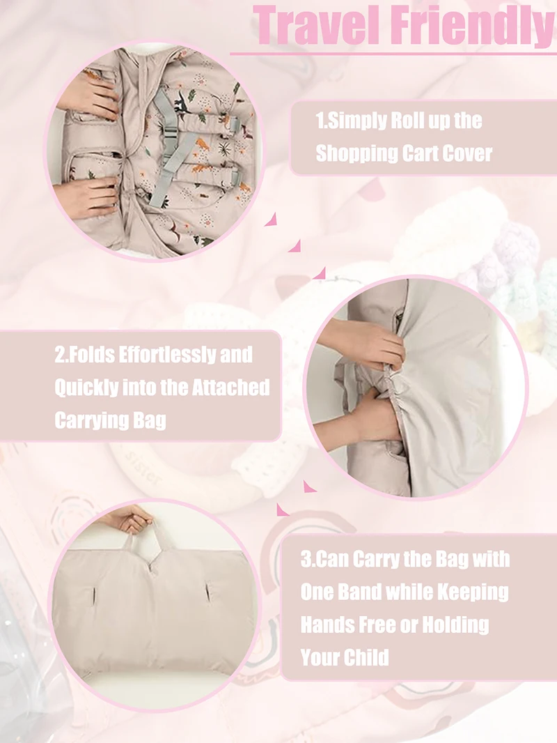 Multifunctional Baby Shopping Cart Cover with Safety Strap High Chair Cover Portable Grocery Cart Covers for Infants Toddlers