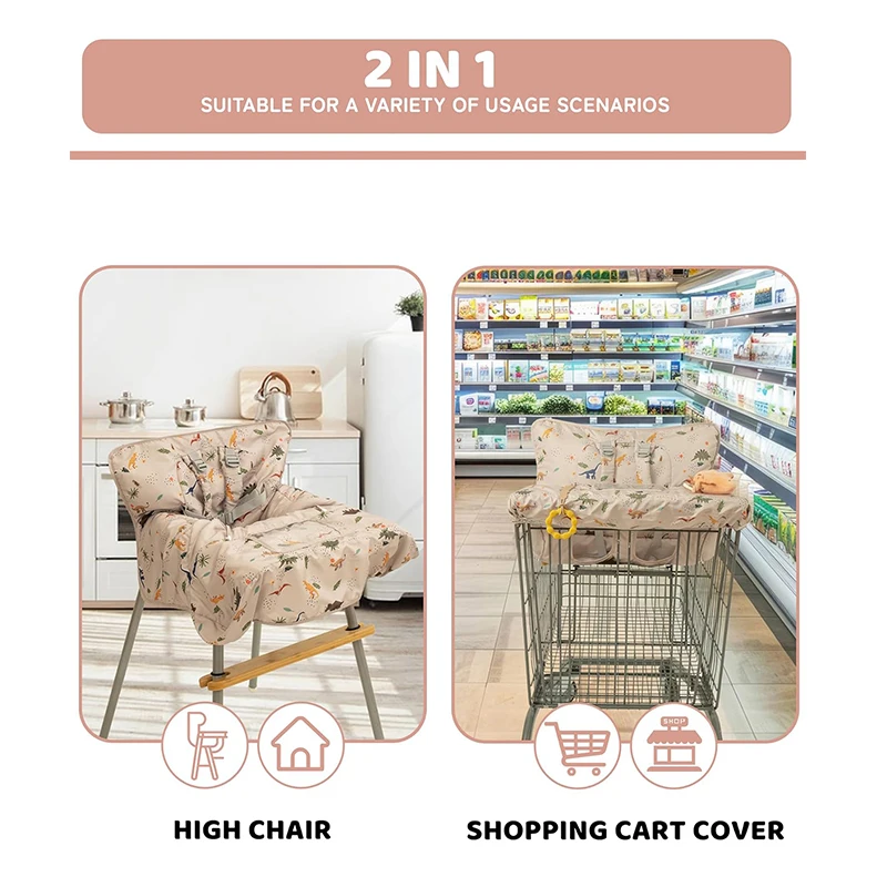 Multifunctional Baby Shopping Cart Cover with Safety Strap High Chair Cover Portable Grocery Cart Covers for Infants Toddlers