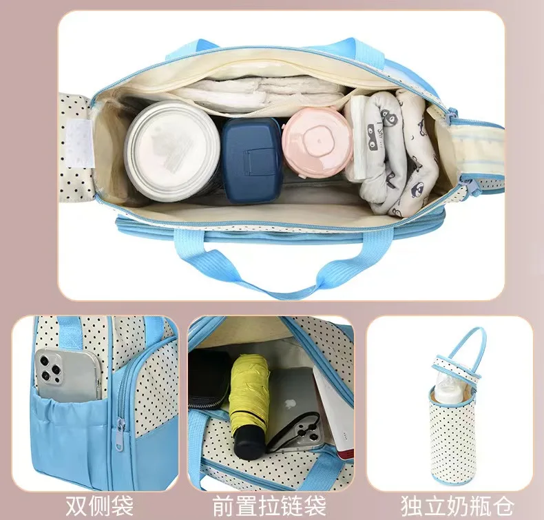 Parent Child Travel Mommy Bag Fashion Crossbody Bag Home Multifunctional Large Capacity Handbag Five Piece Diaper Bag Set