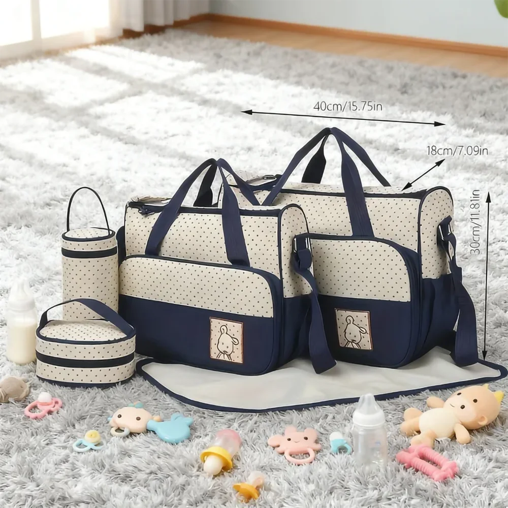 Parent Child Travel Mommy Bag Fashion Crossbody Bag Home Multifunctional Large Capacity Handbag Five Piece Diaper Bag Set