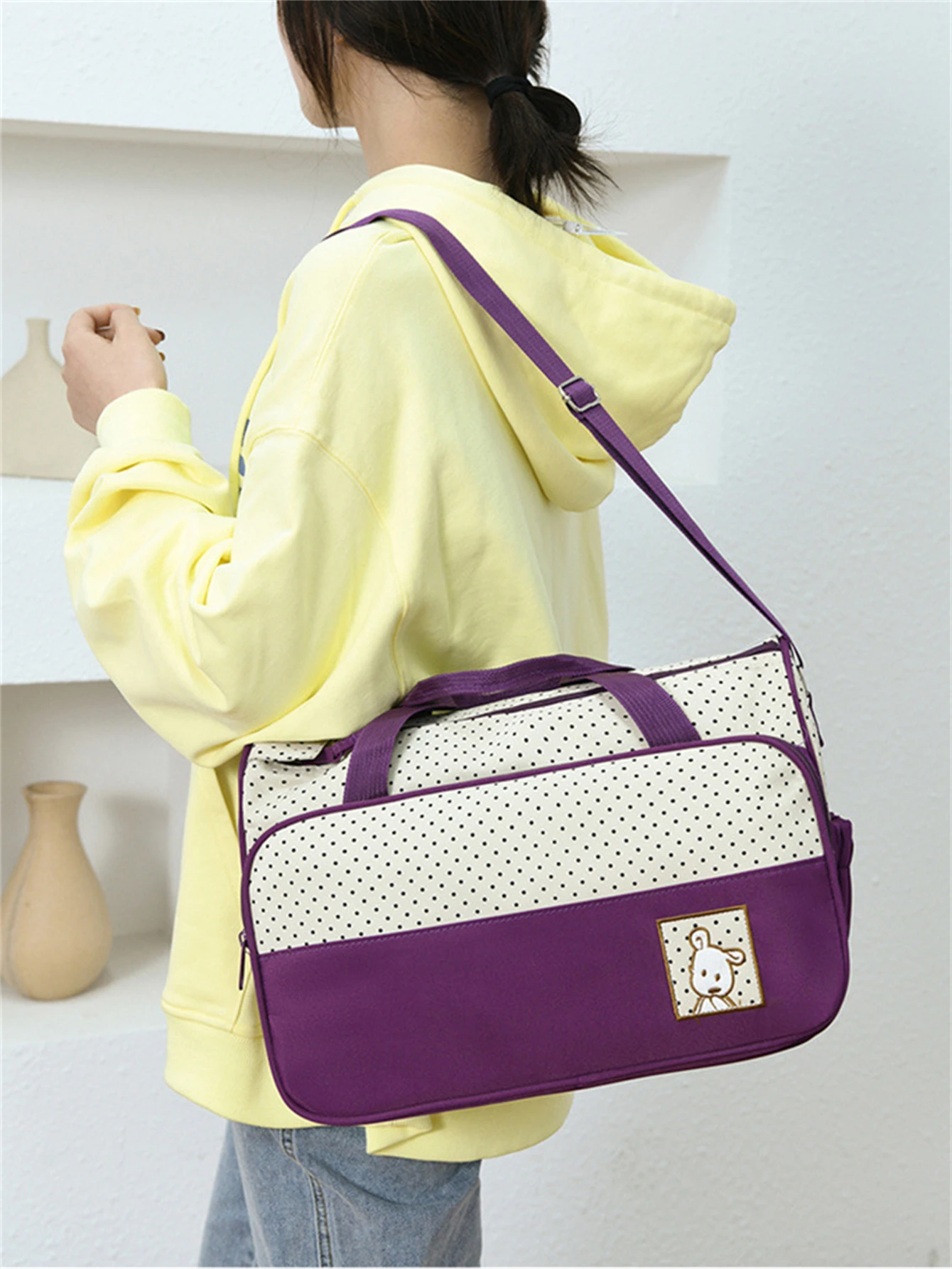Parent Child Travel Mommy Bag Fashion Crossbody Bag Home Multifunctional Large Capacity Handbag Five Piece Diaper Bag Set