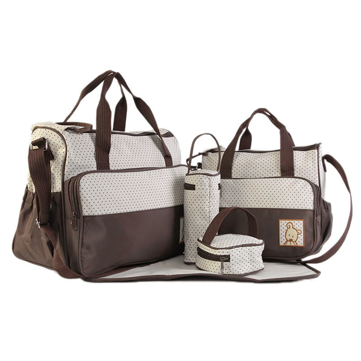 Parent Child Travel Mommy Bag Fashion Crossbody Bag Home Multifunctional Large Capacity Handbag Five Piece Diaper Bag Set
