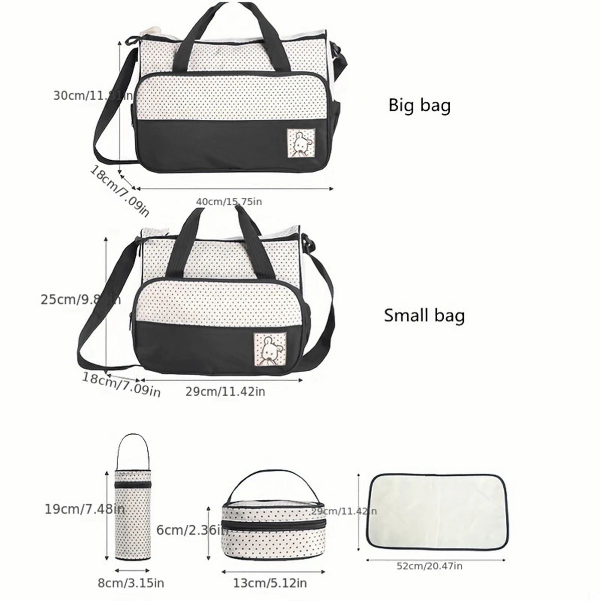 Parent Child Travel Mommy Bag Fashion Crossbody Bag Home Multifunctional Large Capacity Handbag Five Piece Diaper Bag Set