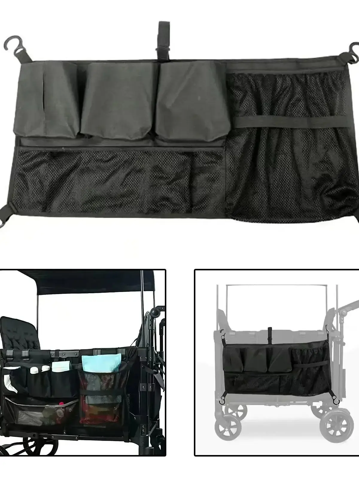 Stroller Wagon Cargo Net, Wagon Accessories Organizer Compatible with WONDERFOLD W-Series Models, Large Capacity Mesh Cargo Stor
