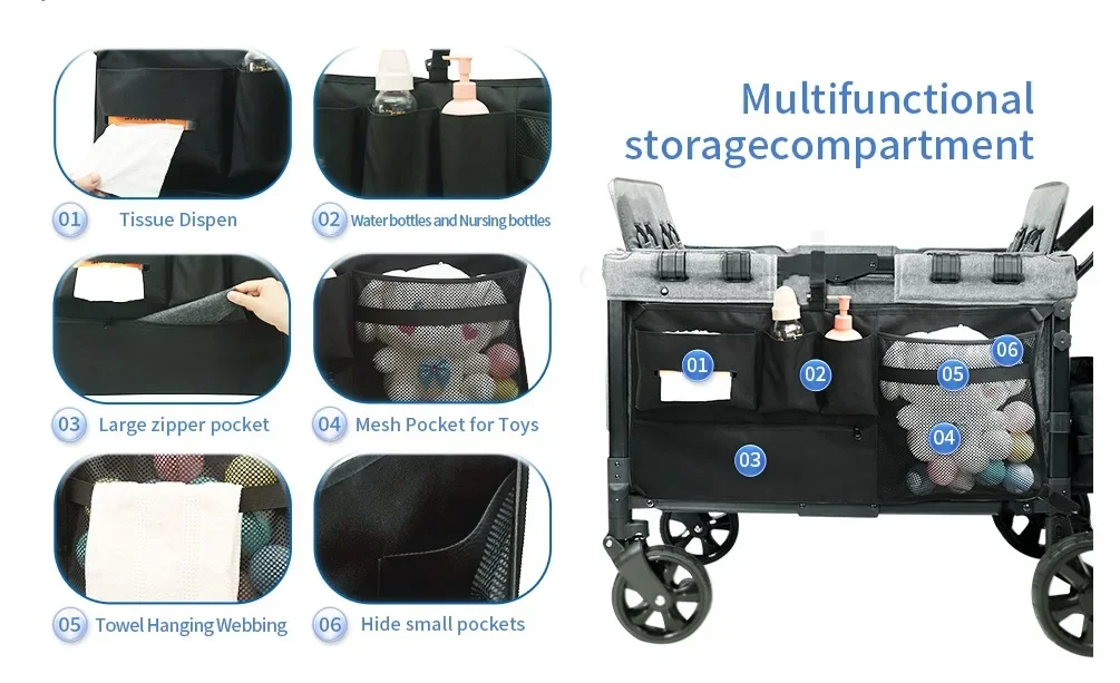 Stroller Wagon Cargo Net, Wagon Accessories Organizer Compatible with WONDERFOLD W-Series Models, Large Capacity Mesh Cargo Stor