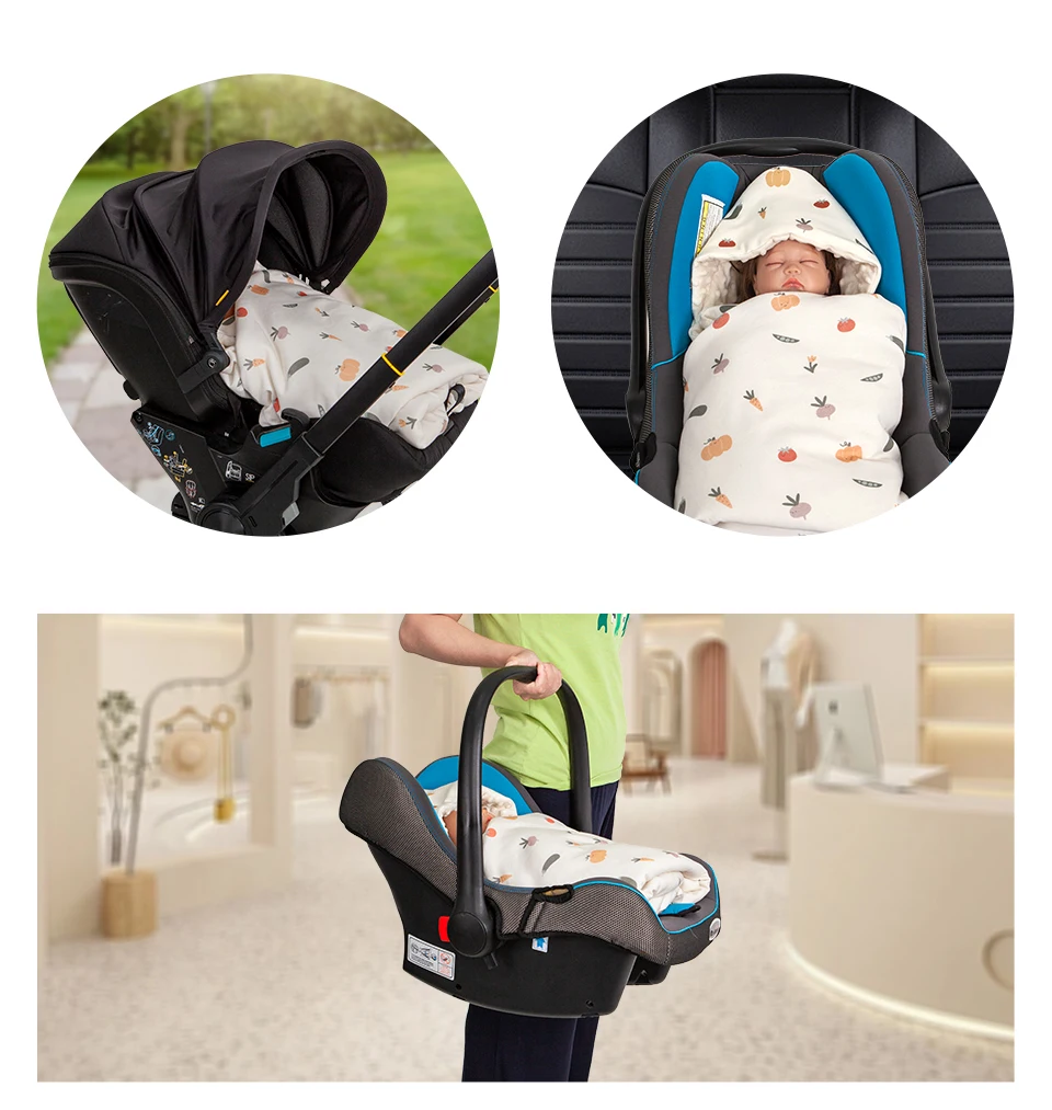Newborn Baby Blanket With Hooded Windproof Go Outside Warm Portable Swaddle Wrap In Basket Baby Car Safety Seats For 0-3 Months