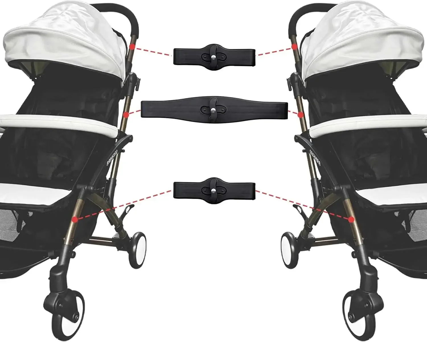 3 Pack Twin Pushchair Connectors Detachable Adjustable Lightweight Adapter Fasteners Universal Stroller Twin Hook Quick Release