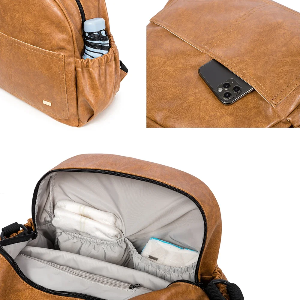 Soboba Large Capacity Solid Diaper Bag with Backpack Straps for Fashionable Mothers – Waterproof Nappy Changing Bag