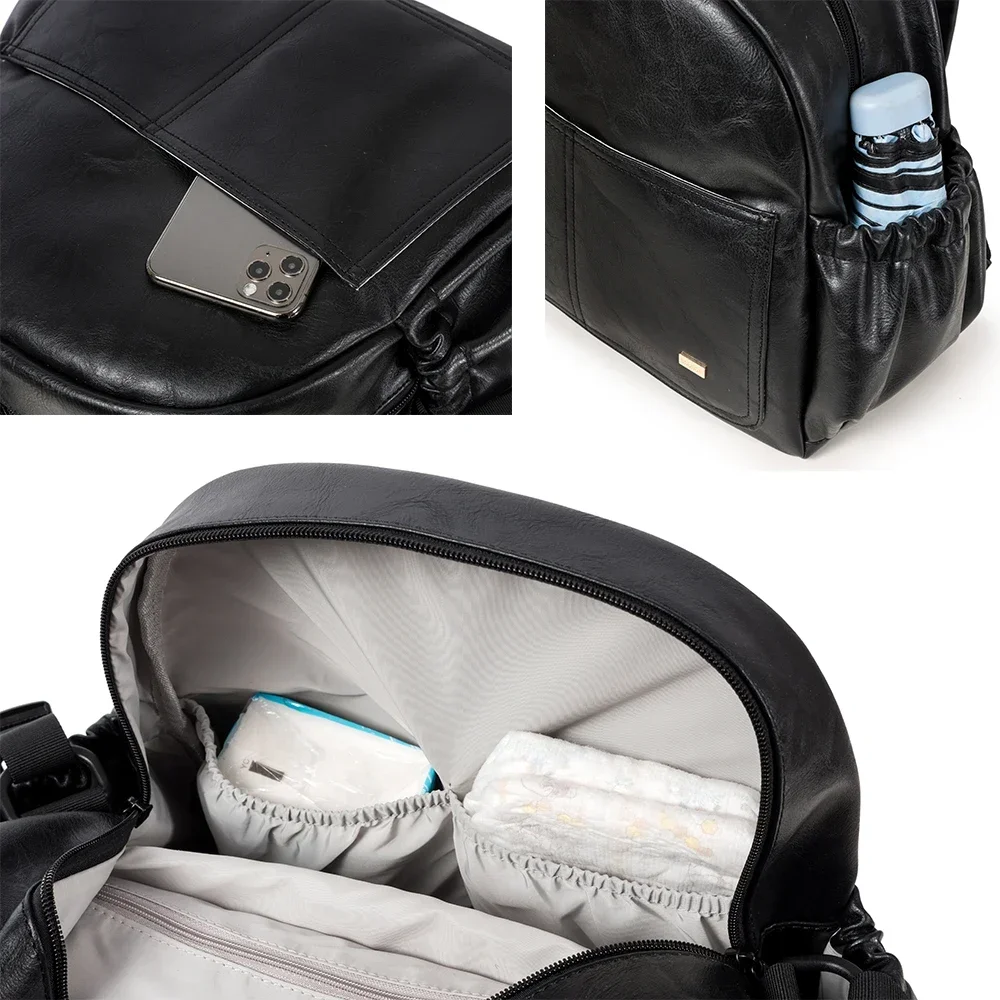 Soboba Large Capacity Solid Diaper Bag with Backpack Straps for Fashionable Mothers – Waterproof Nappy Changing Bag