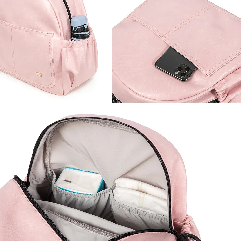 Soboba Large Capacity Solid Diaper Bag with Backpack Straps for Fashionable Mothers – Waterproof Nappy Changing Bag