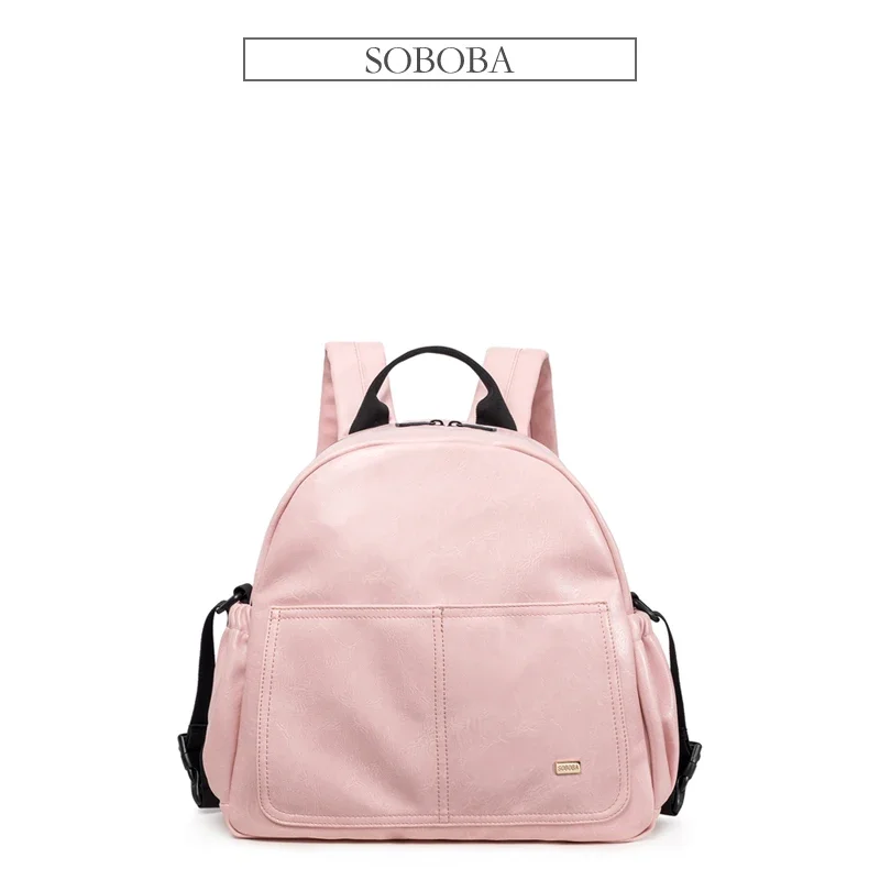 Soboba Large Capacity Solid Diaper Bag with Backpack Straps for Fashionable Mothers – Waterproof Nappy Changing Bag