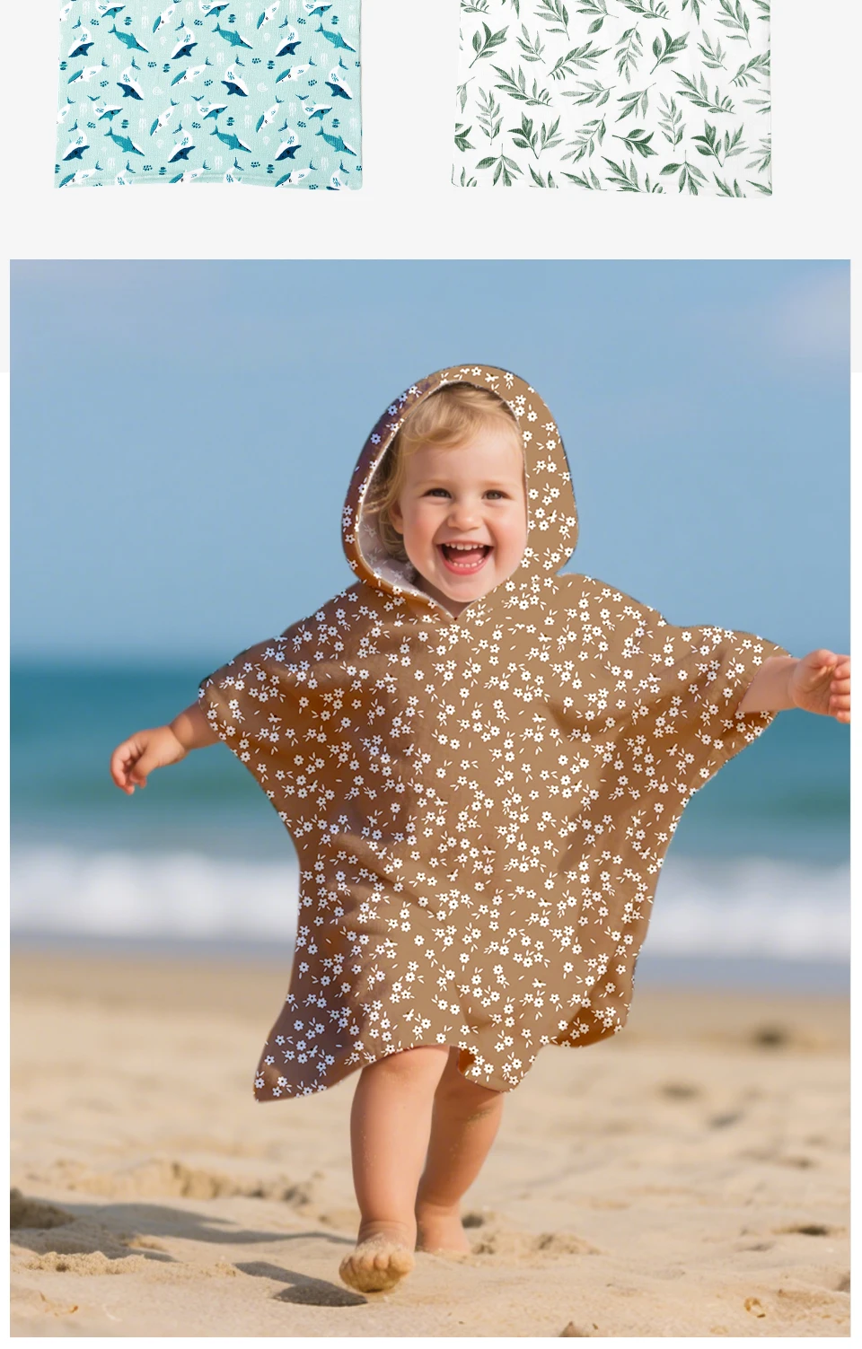 Elinfant 1Pc Children's Beach Towel Pool Swim Bathrobe Kids Hooded Bath Towels Baby Surf Poncho Large Size Cartoon Prints Towel