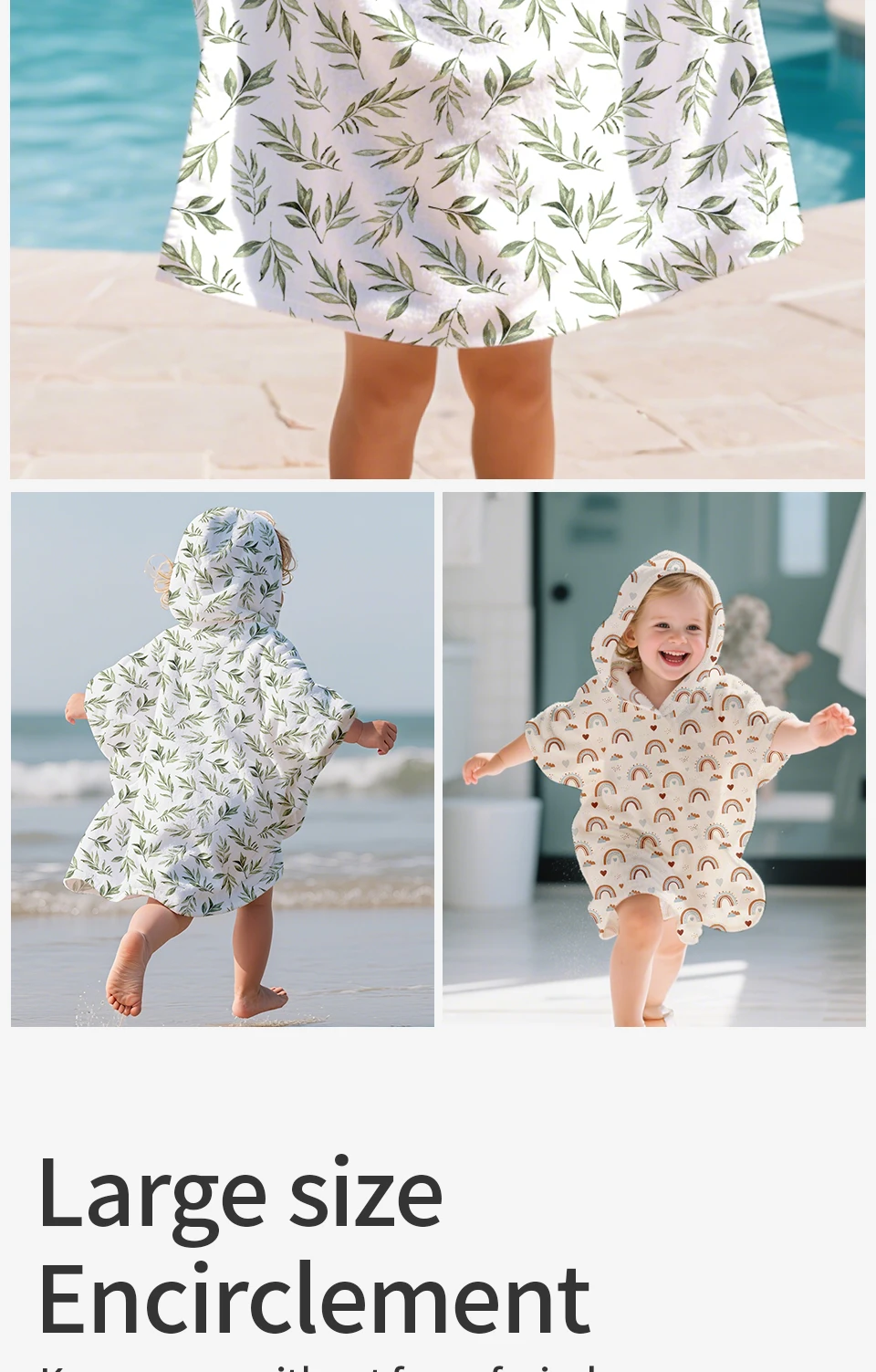Elinfant 1Pc Children's Beach Towel Pool Swim Bathrobe Kids Hooded Bath Towels Baby Surf Poncho Large Size Cartoon Prints Towel