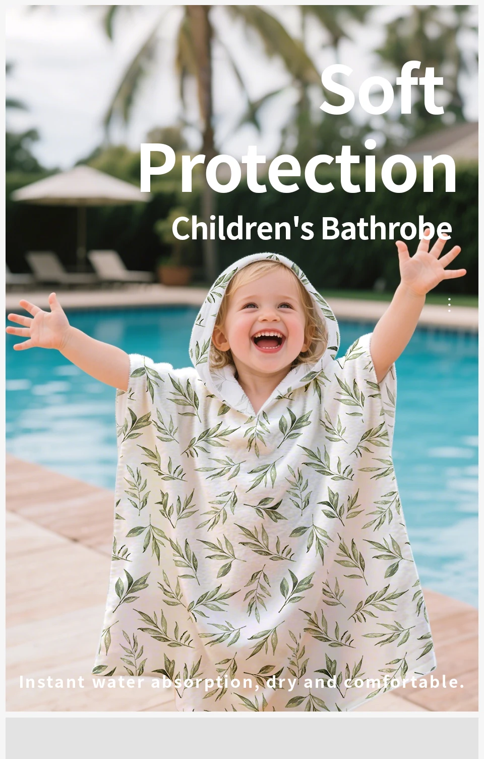 Elinfant 1Pc Children's Beach Towel Pool Swim Bathrobe Kids Hooded Bath Towels Baby Surf Poncho Large Size Cartoon Prints Towel