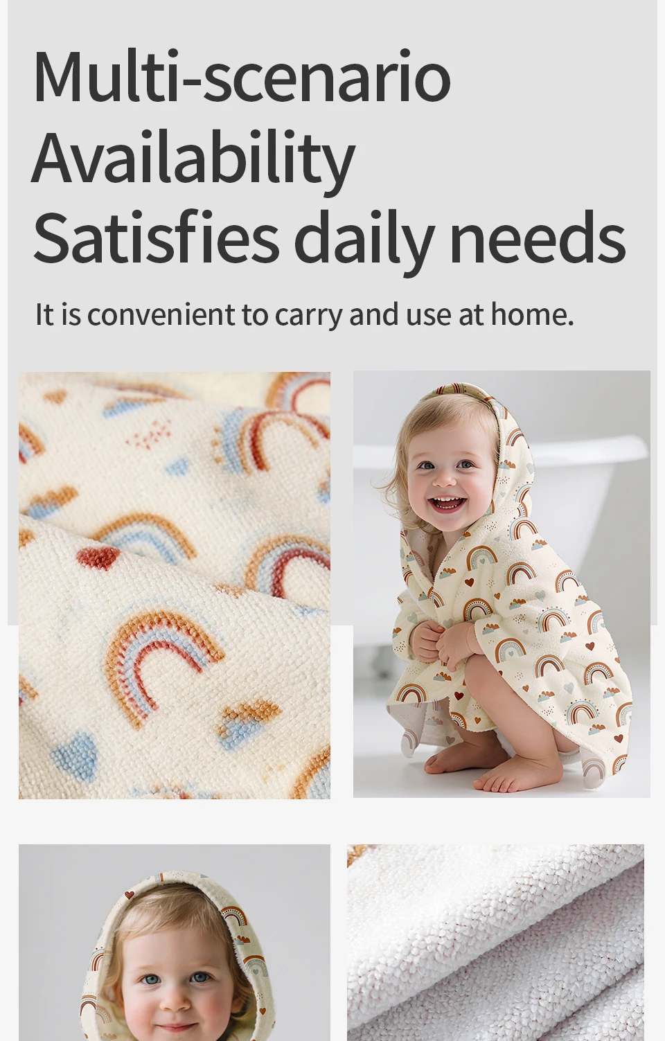 Elinfant 1Pc Children's Beach Towel Pool Swim Bathrobe Kids Hooded Bath Towels Baby Surf Poncho Large Size Cartoon Prints Towel