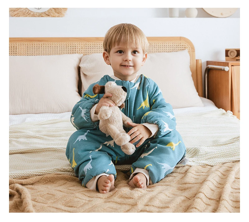 Baby Sleeping Bag Dinosaur Sleep Sack 2.5Tog Winter Warm Kids Play Suits In Room Sleepwear Sleeping Bag For Children 1-4Years