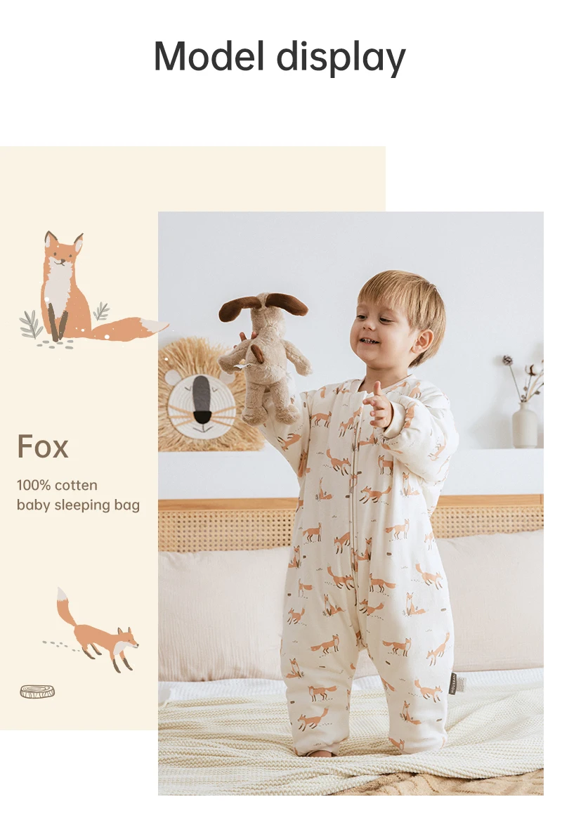 Baby Sleeping Bag Dinosaur Sleep Sack 2.5Tog Winter Warm Kids Play Suits In Room Sleepwear Sleeping Bag For Children 1-4Years