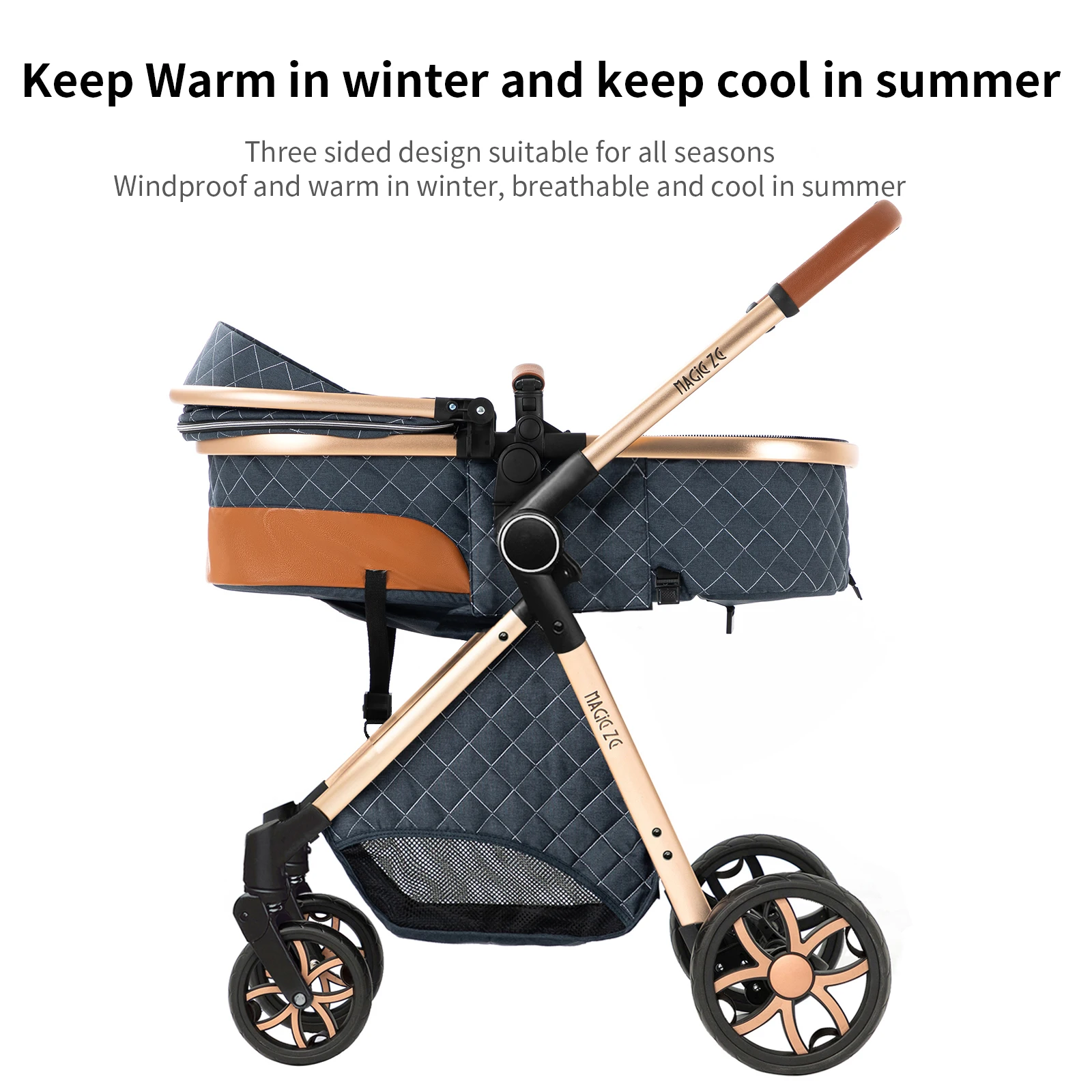 Warm 3 in 1 Baby Stroller with Car handle Luxury Baby Pram High Landscape Infant Pushchair light folk Travel Stroller