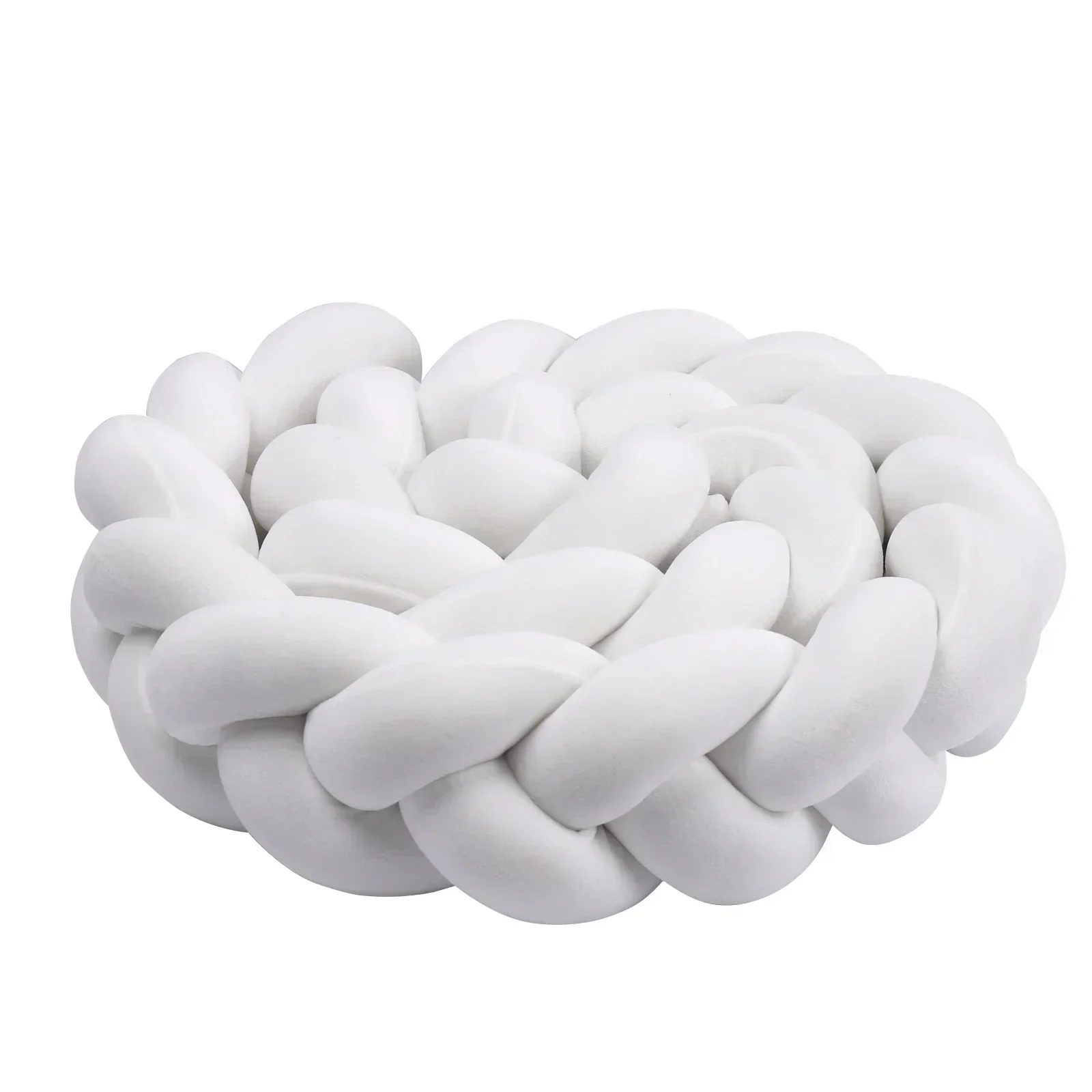 1-4M Baby Bed Bumper Handmade Knotted Braid Weaving Plush Crib Protector Infant Knot Pillow Baby Room Decor