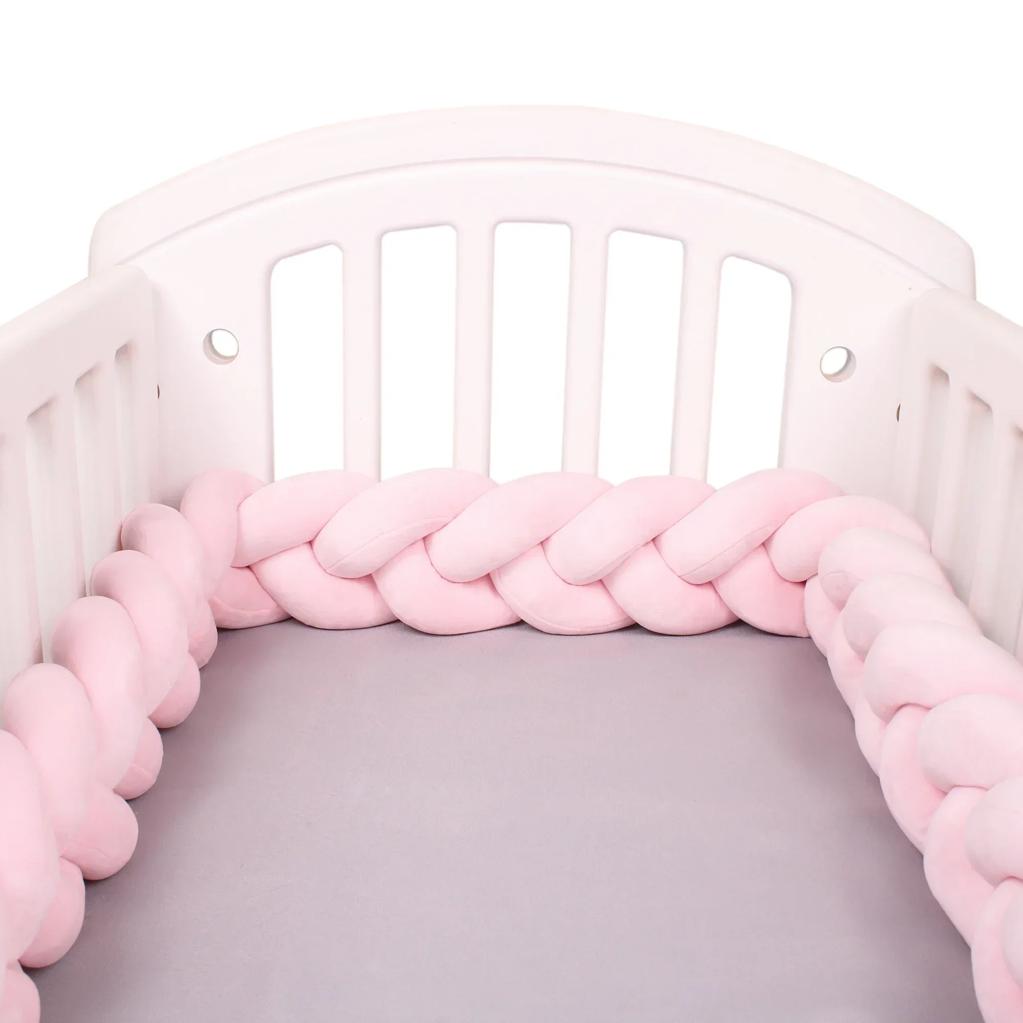 1-4M Baby Bed Bumper Handmade Knotted Braid Weaving Plush Crib Protector Infant Knot Pillow Baby Room Decor