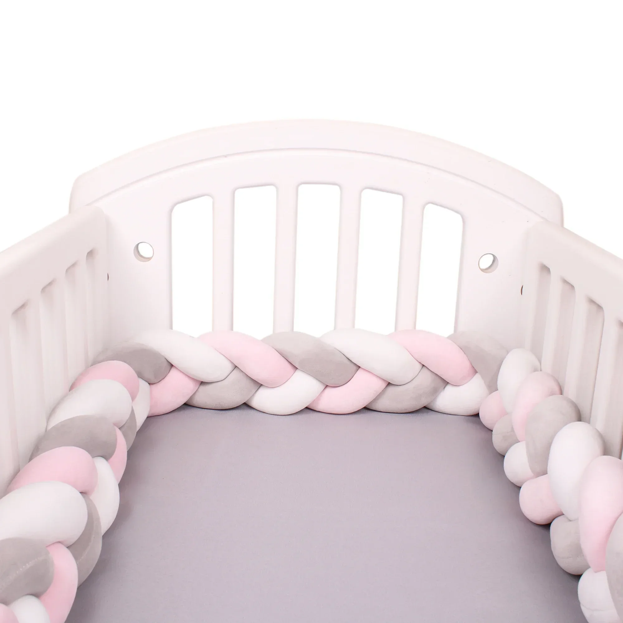 1-4M Baby Bed Bumper Handmade Knotted Braid Weaving Plush Crib Protector Infant Knot Pillow Baby Room Decor