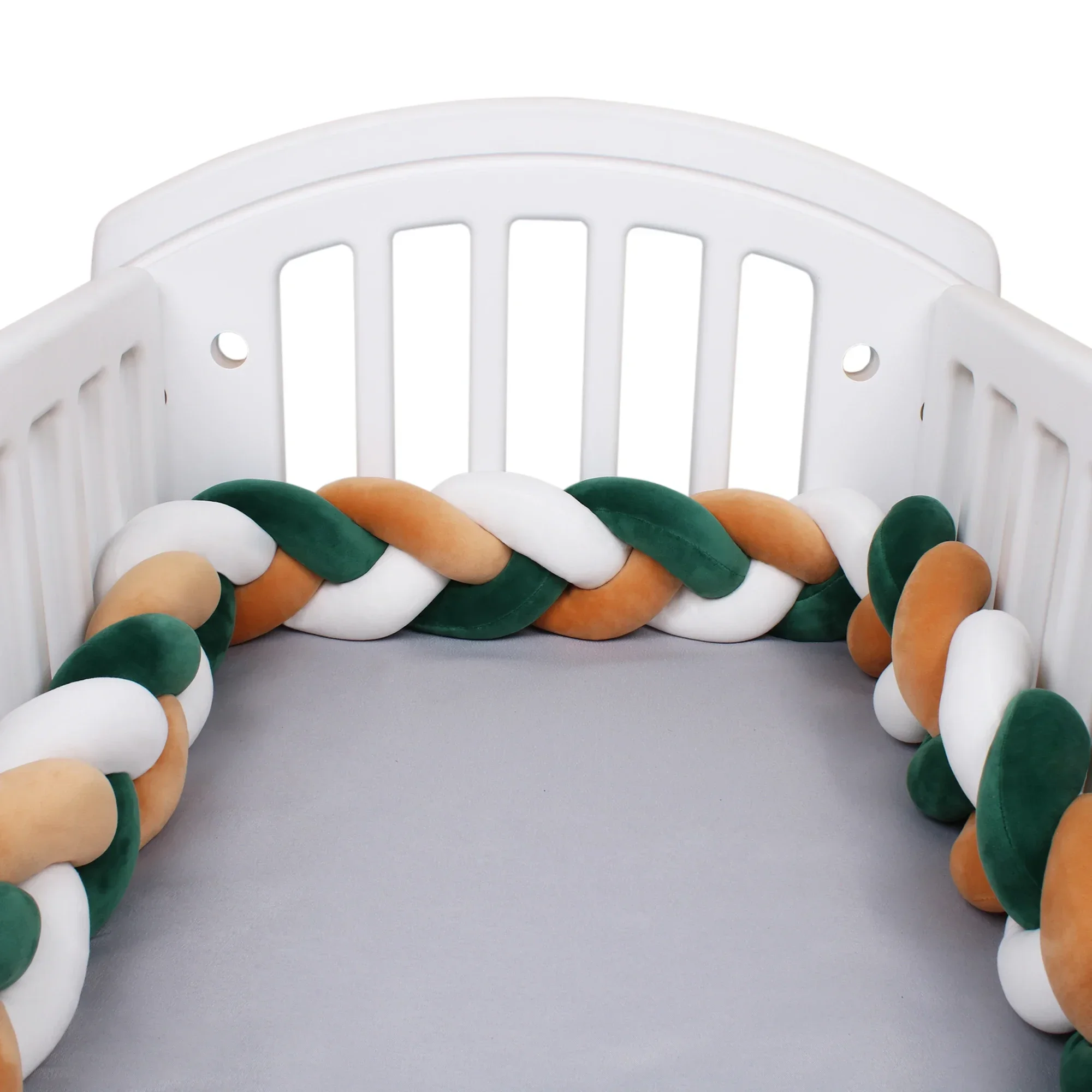 1-4M Baby Bed Bumper Handmade Knotted Braid Weaving Plush Crib Protector Infant Knot Pillow Baby Room Decor