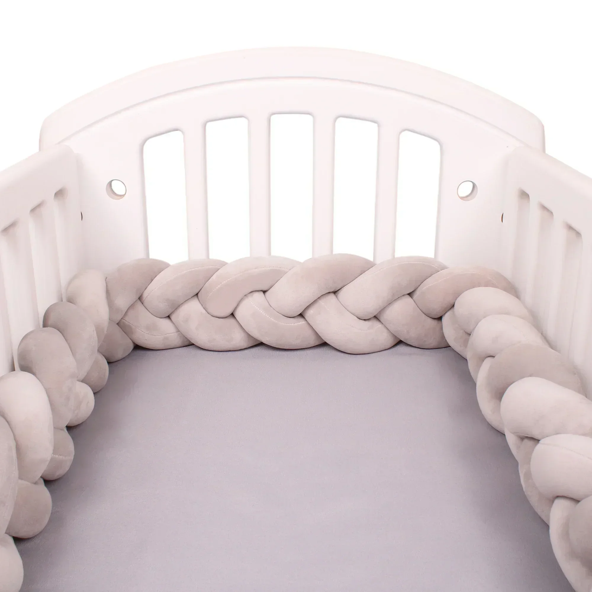 1-4M Baby Bed Bumper Handmade Knotted Braid Weaving Plush Crib Protector Infant Knot Pillow Baby Room Decor