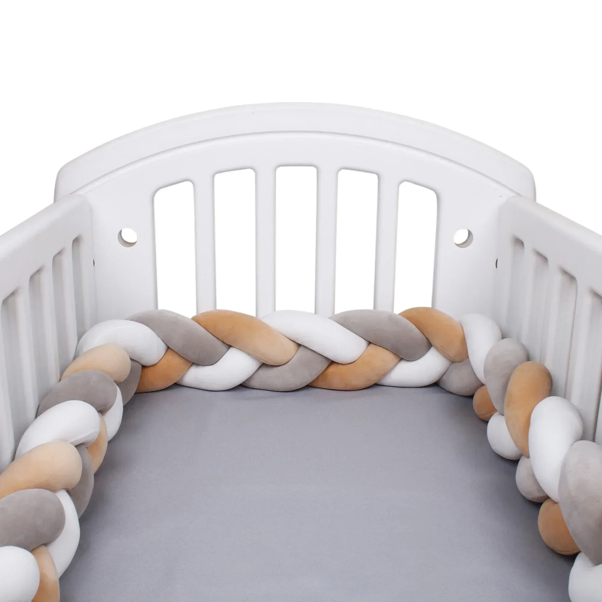 1-4M Baby Bed Bumper Handmade Knotted Braid Weaving Plush Crib Protector Infant Knot Pillow Baby Room Decor