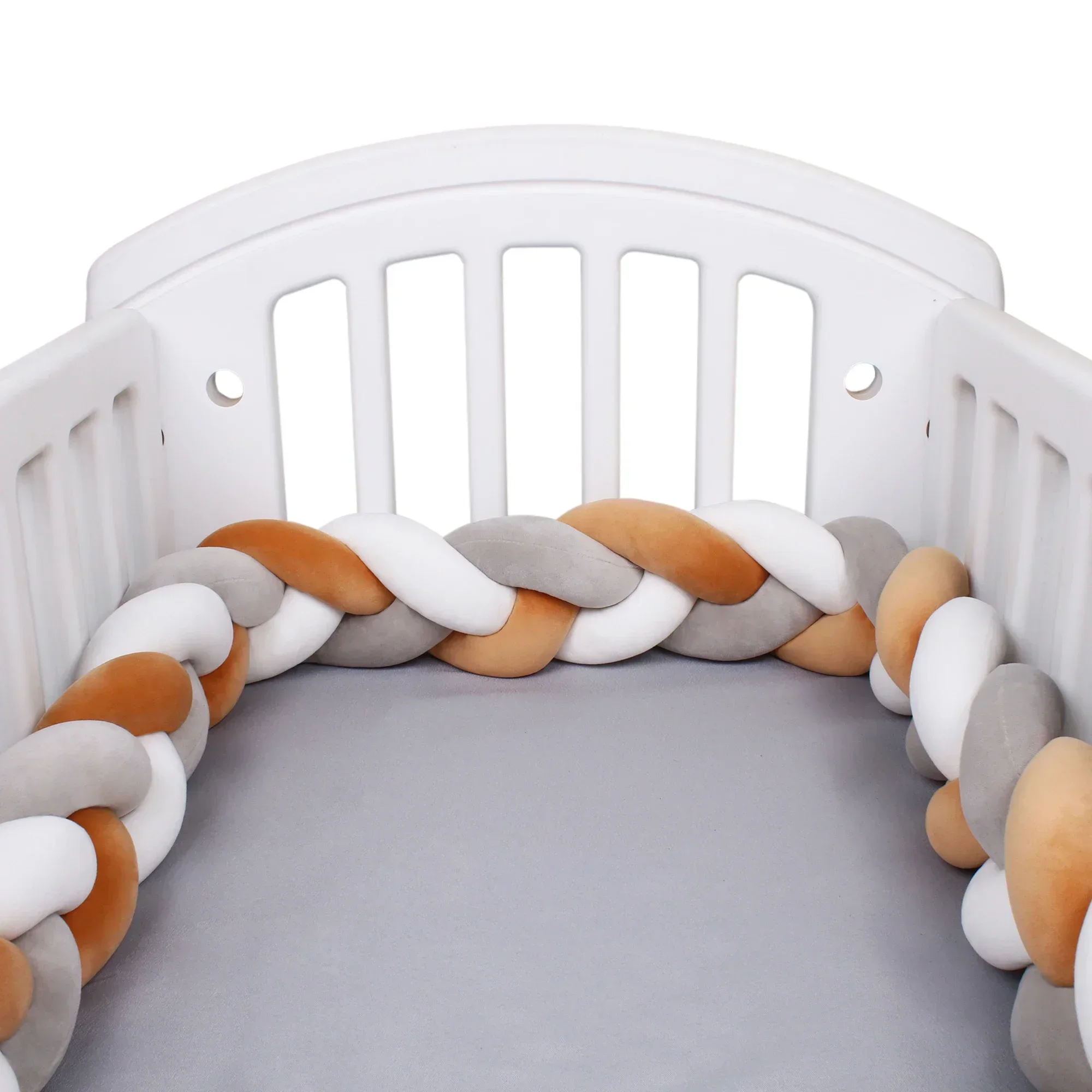 1-4M Baby Bed Bumper Handmade Knotted Braid Weaving Plush Crib Protector Infant Knot Pillow Baby Room Decor
