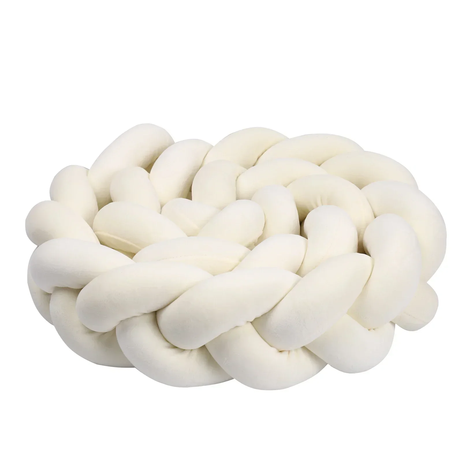 1-4M Baby Bed Bumper Handmade Knotted Braid Weaving Plush Crib Protector Infant Knot Pillow Baby Room Decor