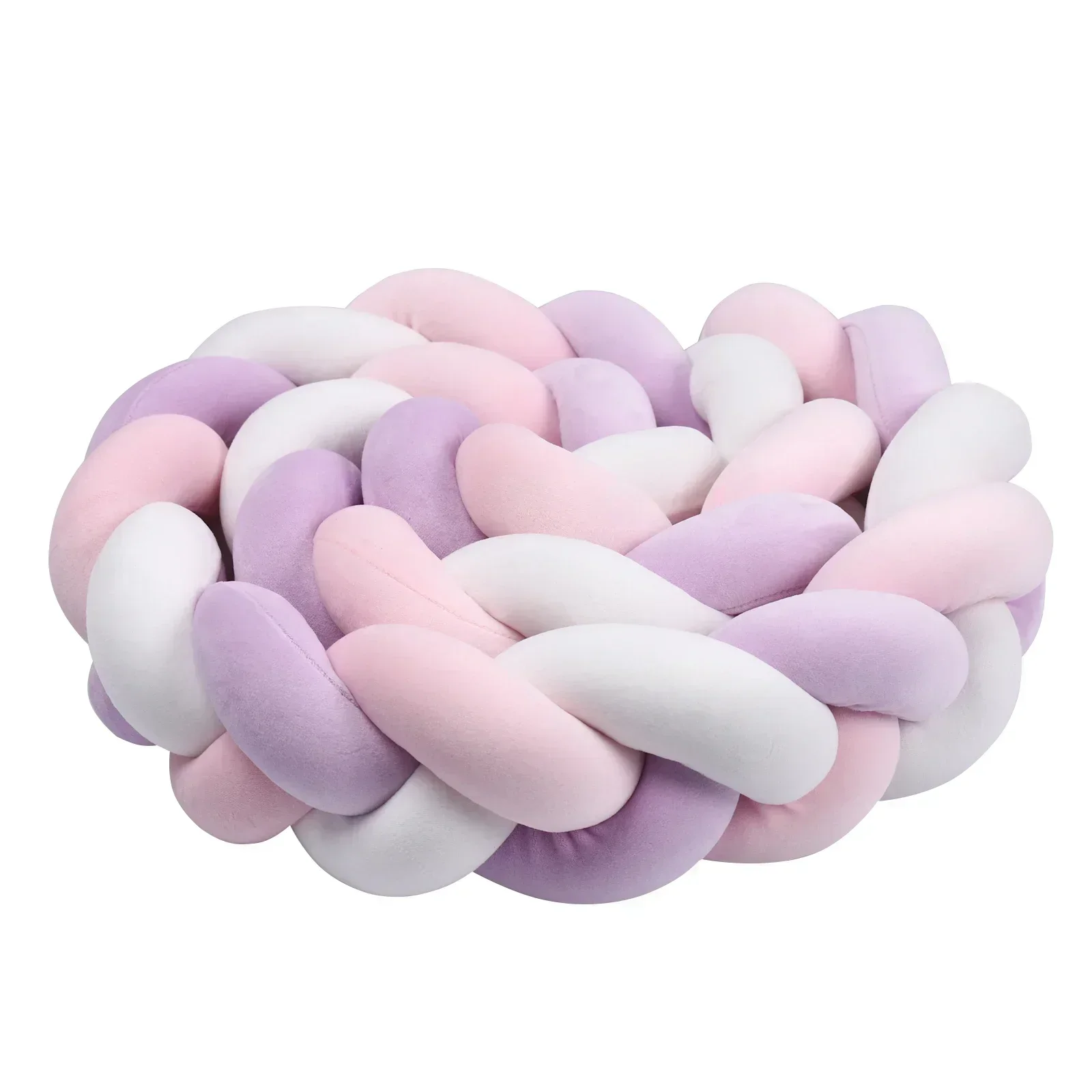 1-4M Baby Bed Bumper Handmade Knotted Braid Weaving Plush Crib Protector Infant Knot Pillow Baby Room Decor