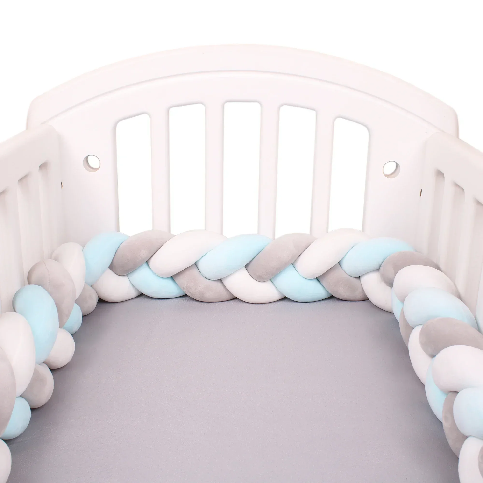 1-4M Baby Bed Bumper Handmade Knotted Braid Weaving Plush Crib Protector Infant Knot Pillow Baby Room Decor