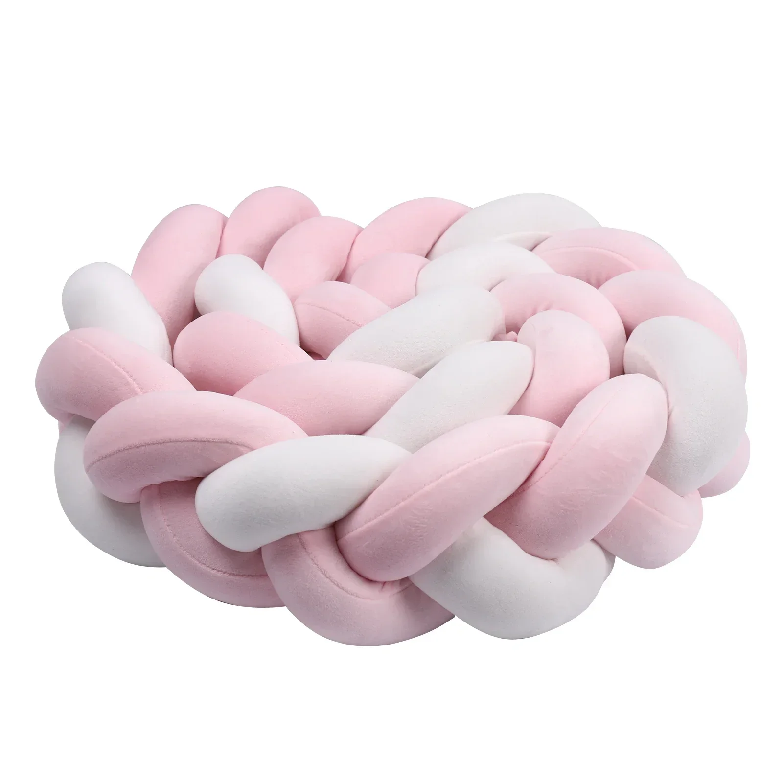 1-4M Baby Bed Bumper Handmade Knotted Braid Weaving Plush Crib Protector Infant Knot Pillow Baby Room Decor
