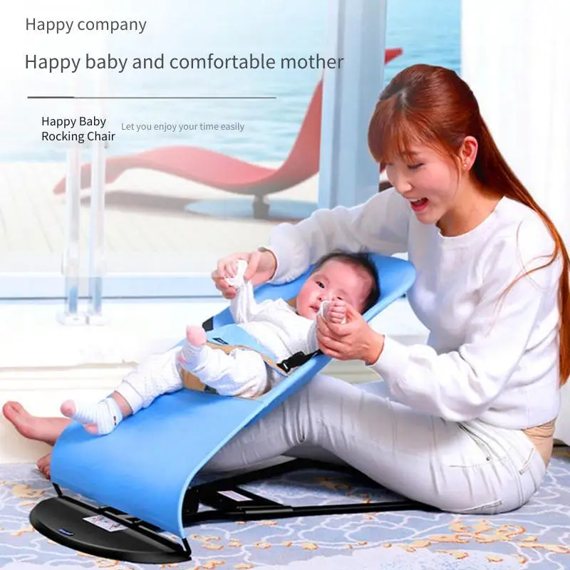 Baby Rocker Chair Reclining Seat Foldable Infant Bouncer with Vibration for Newborn 0-12 Months All Season Use No Music