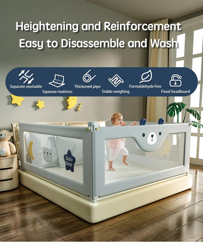 PANGDUBE 1 Piece Baby Safety Railing for Children Bed Rail Guard Protective Barrier for Kid Bed Need to Screw Installation