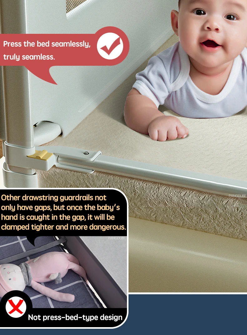 PANGDUBE 1 Piece Baby Safety Railing for Children Bed Rail Guard Protective Barrier for Kid Bed Need to Screw Installation