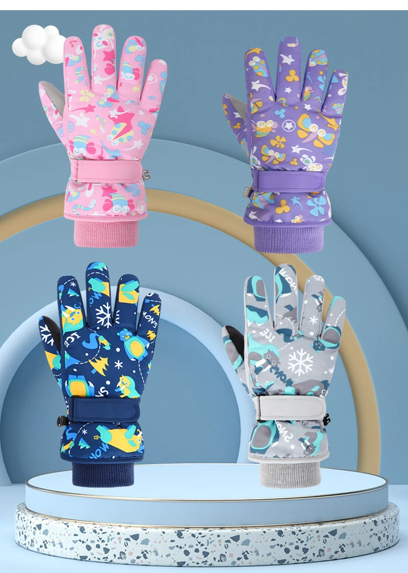 High Quality Children Kids Ski Gloves Winter Snowboard Snow Warm Glove Boys Girl Waterproof Thicken Mittens Keep Finger Warm