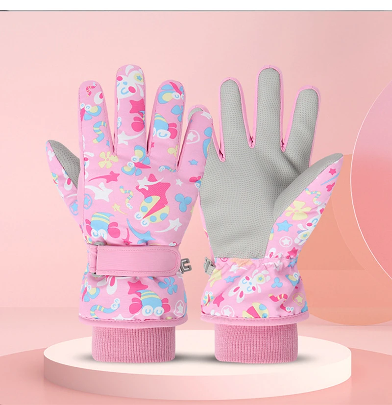 High Quality Children Kids Ski Gloves Winter Snowboard Snow Warm Glove Boys Girl Waterproof Thicken Mittens Keep Finger Warm