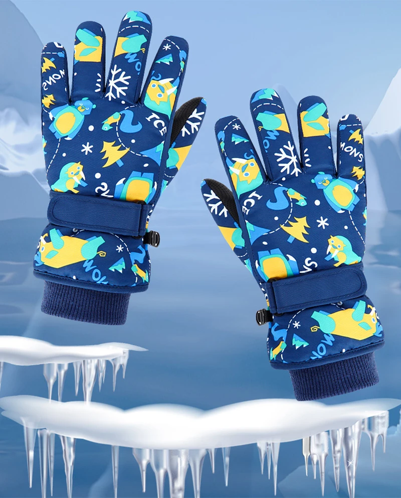 High Quality Children Kids Ski Gloves Winter Snowboard Snow Warm Glove Boys Girl Waterproof Thicken Mittens Keep Finger Warm