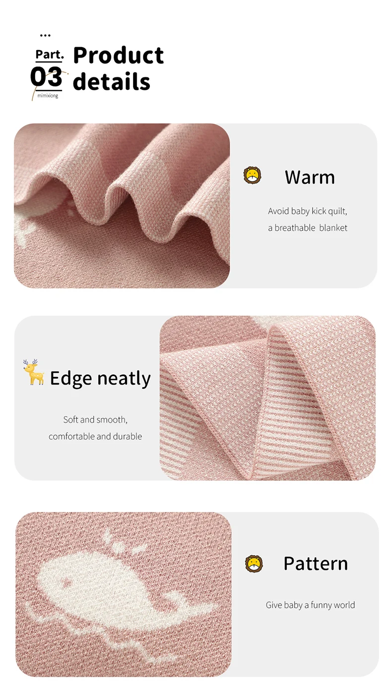 Newborn Baby Blanket 90*70CM Knitted Infant Boy Girl Bedding Quilt Fashion Cute Cartoon Whale Stroller Swaddling Wrap Super Soft