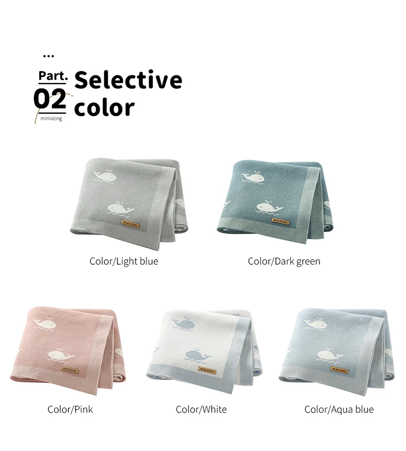 Newborn Baby Blanket 90*70CM Knitted Infant Boy Girl Bedding Quilt Fashion Cute Cartoon Whale Stroller Swaddling Wrap Super Soft