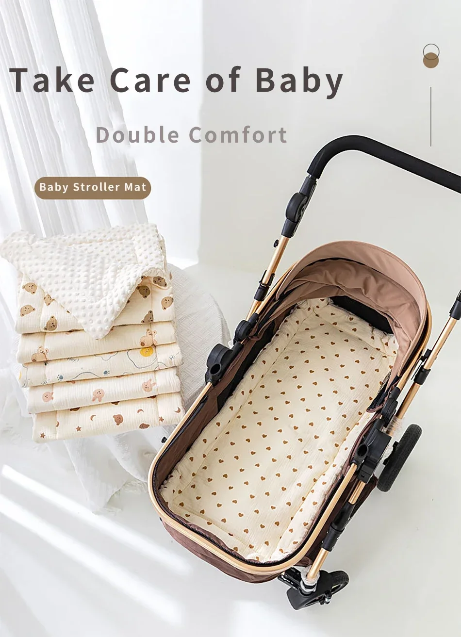 Cartoon Baby Stroller Seat Cushion Soft Cotton Baby Seat Mat Mattress Kids Pushchair Car Mat Pad Stroller Accessories